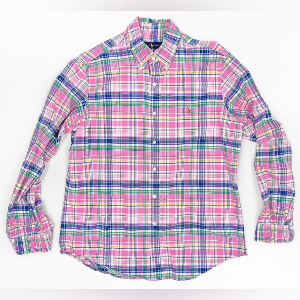 Ralph Lauren Vintage Classic Fit 100% Oxford Cotton Plaid Shirt Men's Large